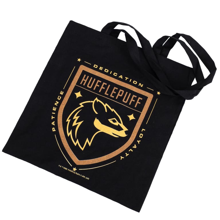 Harry Potter Hufflepuff 100 Cotton Canvas Tote Bag - Official House Crest Design