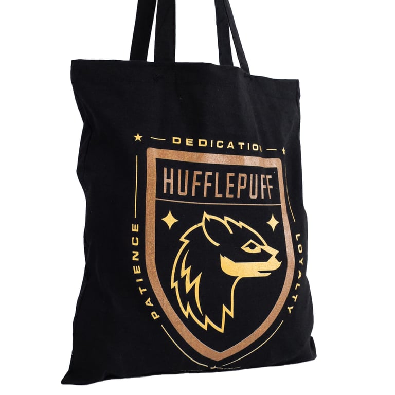Harry Potter Hufflepuff 100 Cotton Canvas Tote Bag - Official House Crest Design