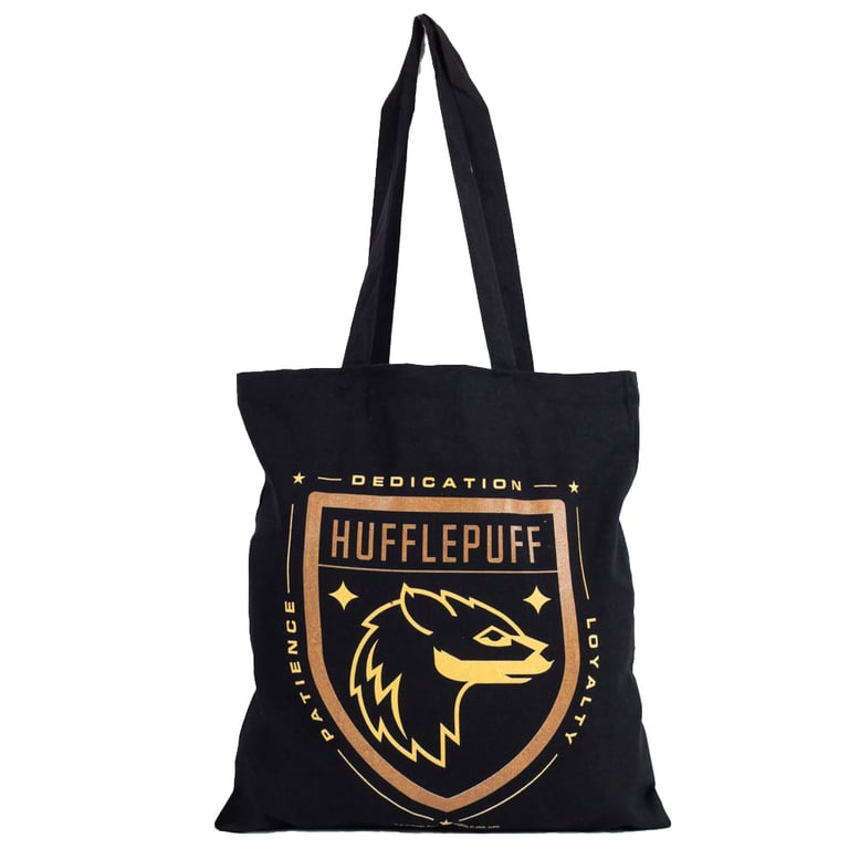 Harry Potter Hufflepuff 100 Cotton Canvas Tote Bag - Official House Crest Design