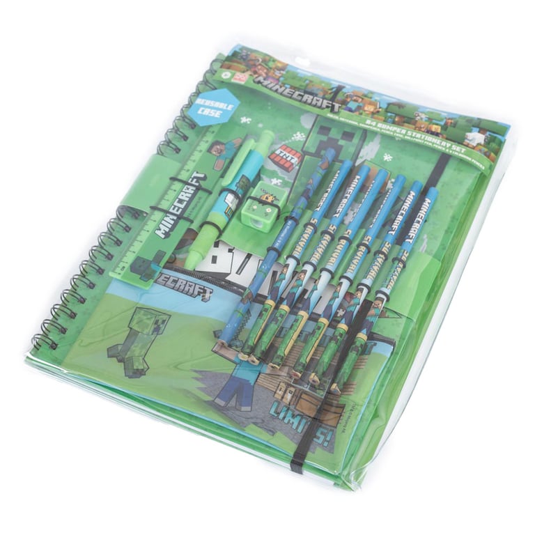 Minecraft Deluxe 12-Piece Bumper Stationery Set for Kids