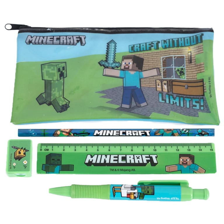 Minecraft Deluxe 12-Piece Bumper Stationery Set for Kids