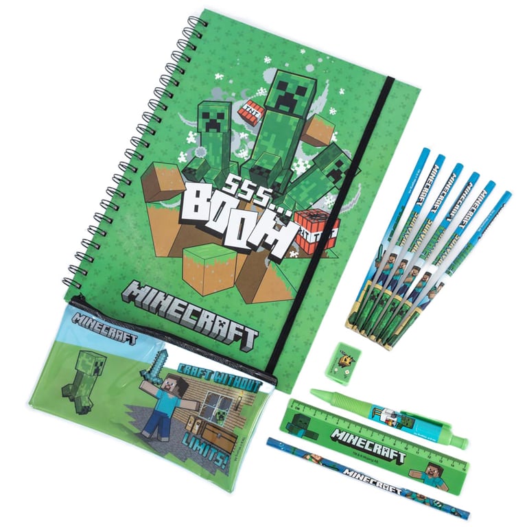 Minecraft Deluxe 12-Piece Bumper Stationery Set for Kids