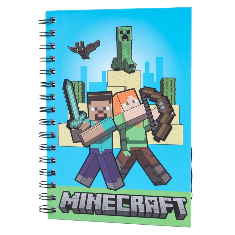 Minecraft Spiral Bound A5 Notebook - Lined Pages with Minecraft Characters