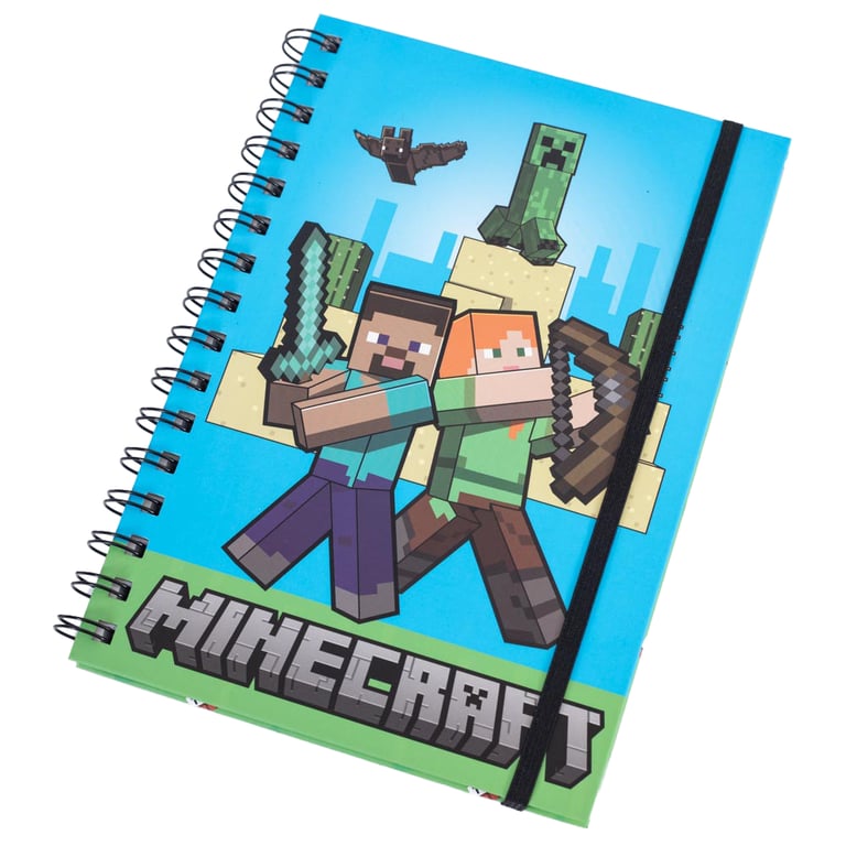 Minecraft Spiral Bound A5 Notebook - Lined Pages with Minecraft Characters