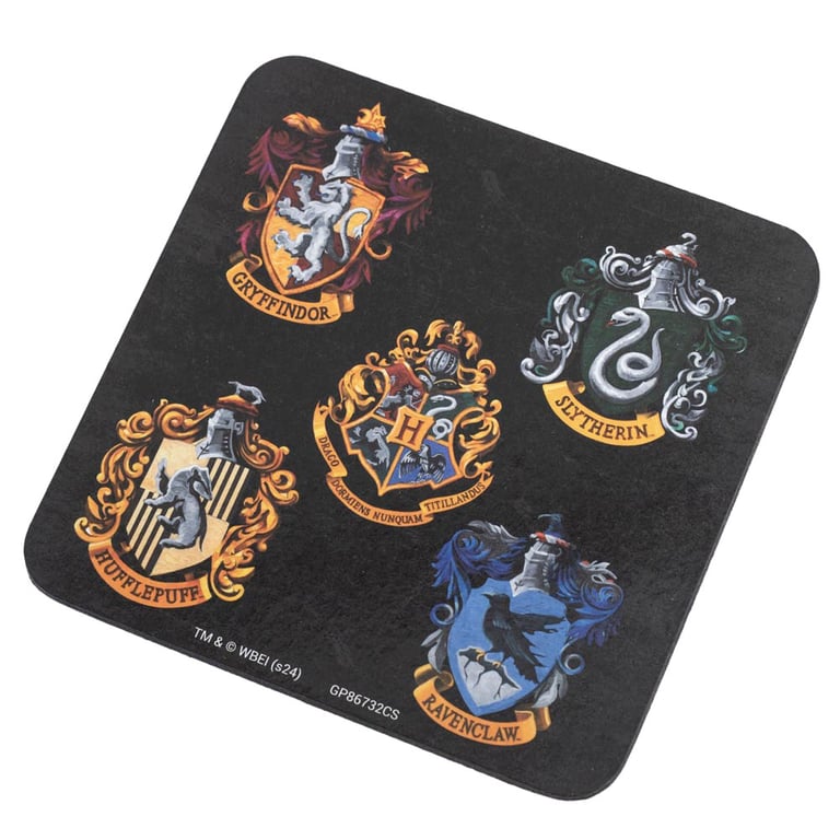 Harry Potter Colourful Crest Mug & Coaster Set - Includes Hogwarts Logo Mug and Keyring