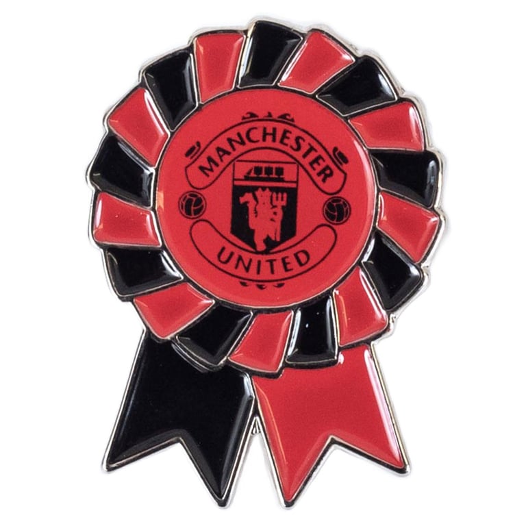 Manchester United FC Rosette Badge - Metal Alloy Pin Badge with Enamel Infill and Butterfly Clasp