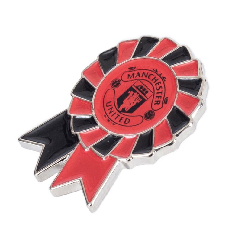 Manchester United FC Rosette Badge - Metal Alloy Pin Badge with Enamel Infill and Butterfly Clasp