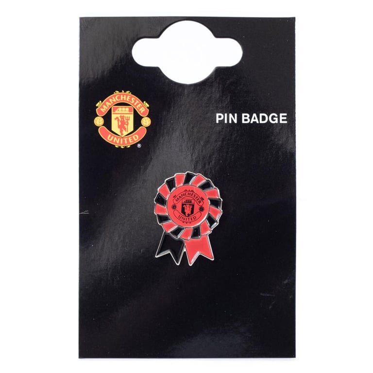 Manchester United FC Rosette Badge - Metal Alloy Pin Badge with Enamel Infill and Butterfly Clasp