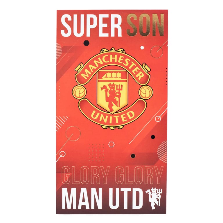 Manchester United FC Super Son Birthday Card - Official Club Crest Design with Inspirational Message
