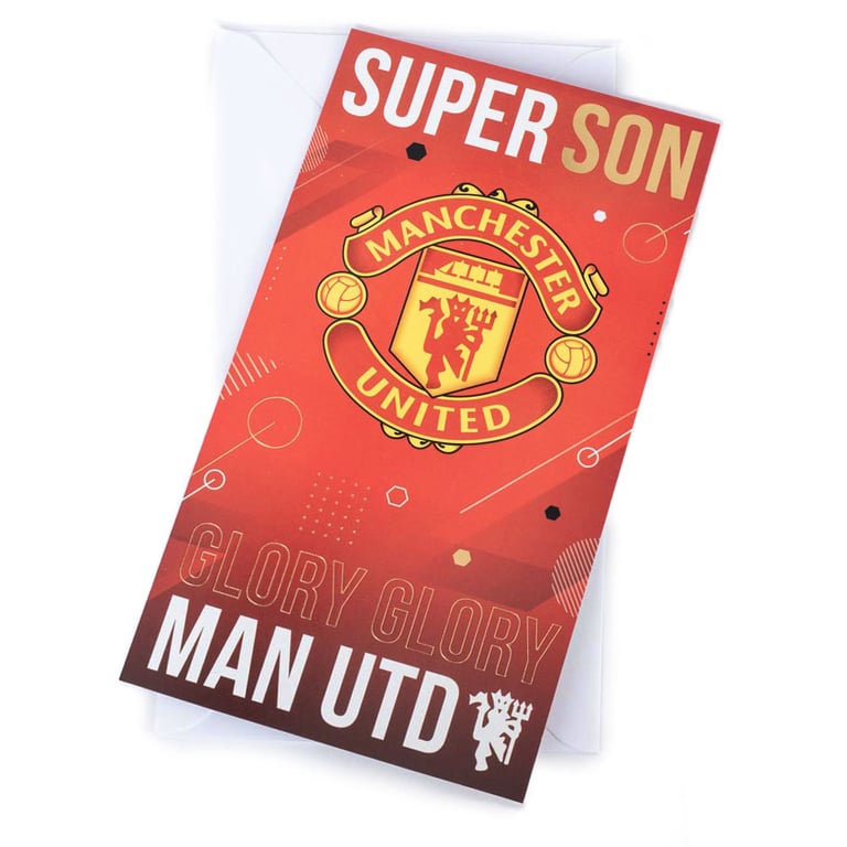Manchester United FC Super Son Birthday Card - Official Club Crest Design with Inspirational Message