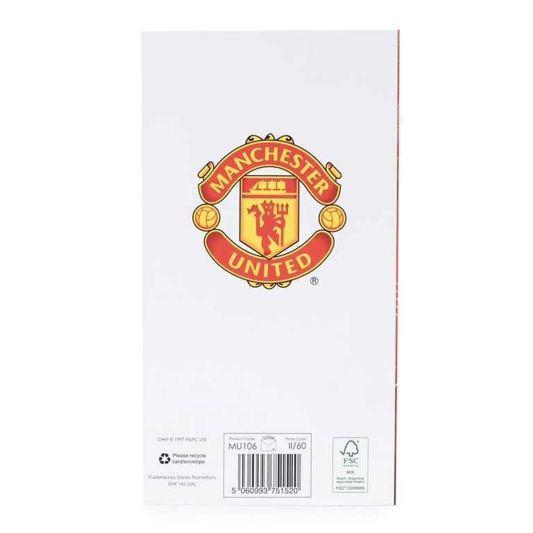 Manchester United FC Super Son Birthday Card - Official Club Crest Design with Inspirational Message