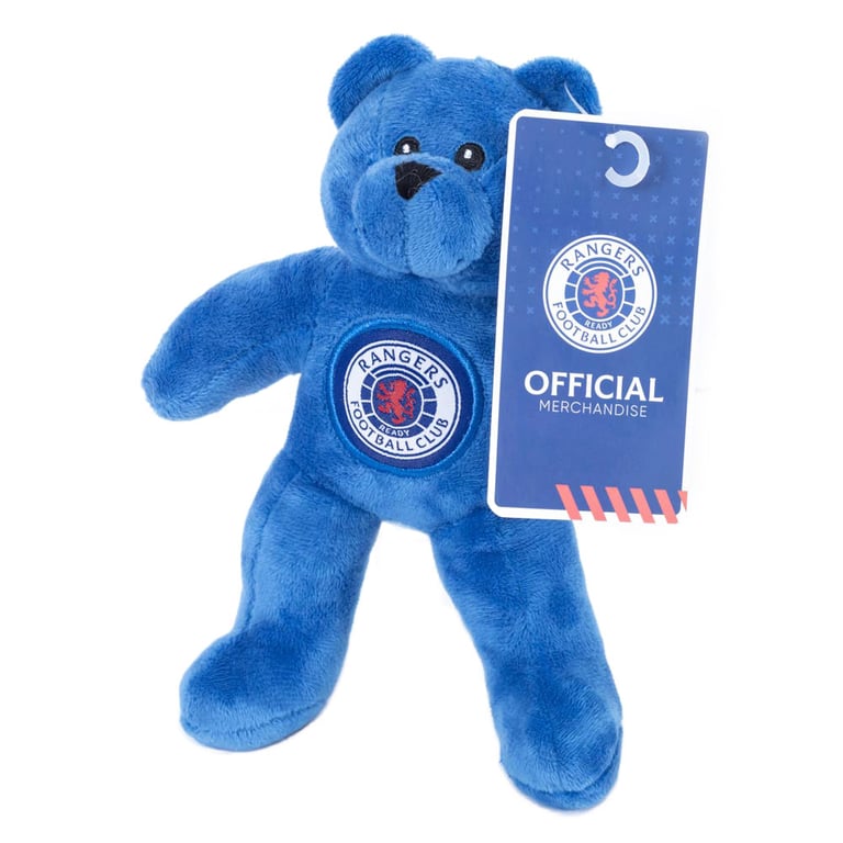 Rangers FC Royal Blue Woven Crest Plush Bear - Soft Touch 100 Polyester