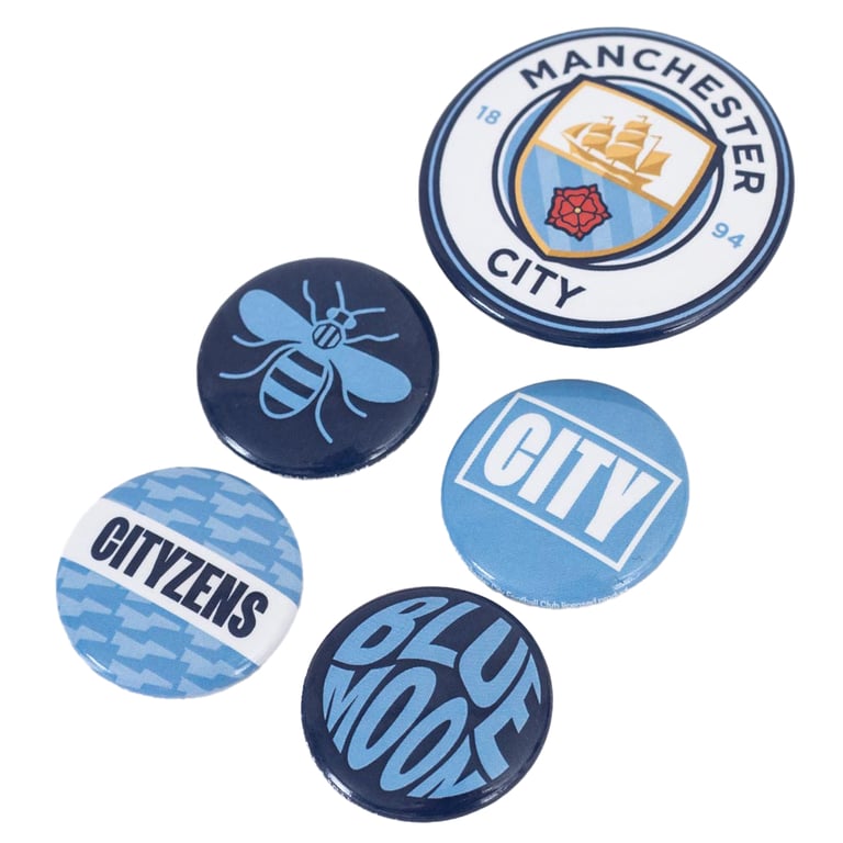 Manchester City FC Crest Button Badge Set - Ideal Bag Accessory & Clothing Decoration