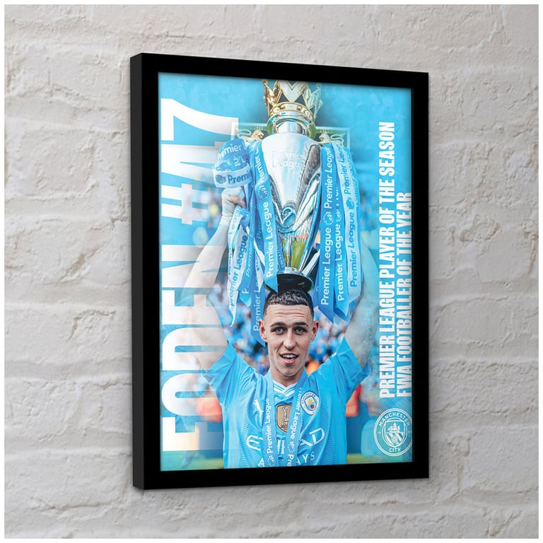 Manchester City FC Foden Framed Picture - High Resolution 16x12 Artwork in Black Shatterproof Frame