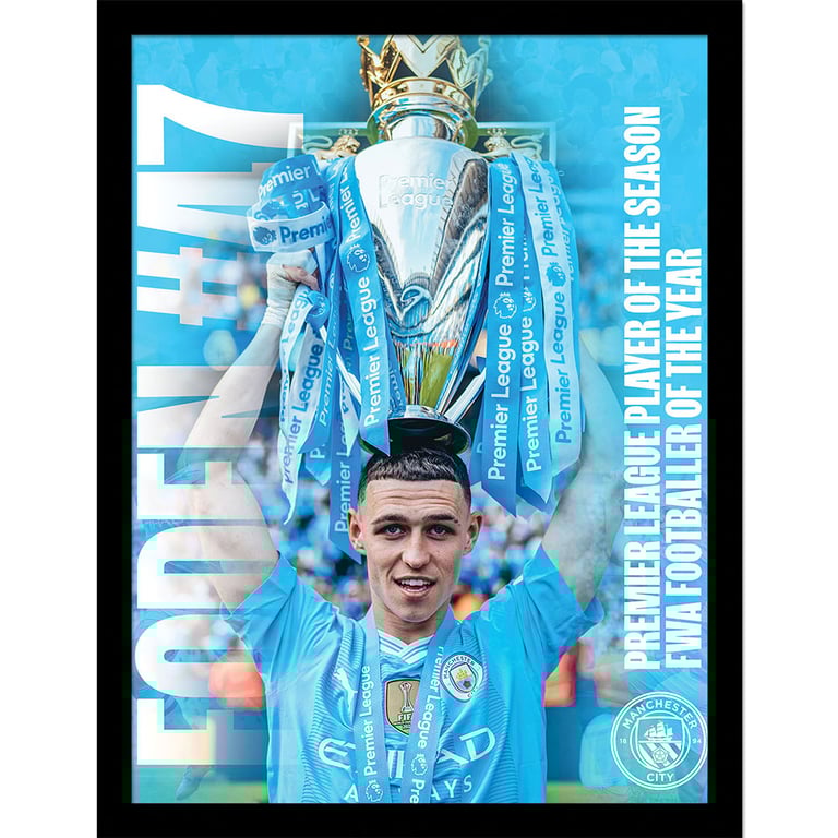 Manchester City FC Foden Framed Picture - High Resolution 16x12 Artwork in Black Shatterproof Frame