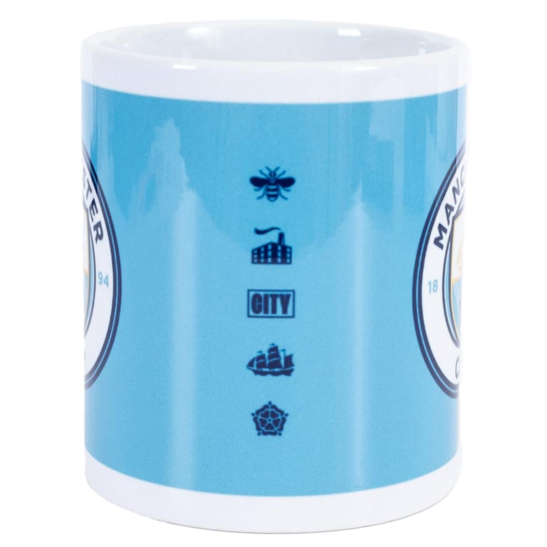 Manchester City FC Crest Ceramic Coffee Mug - Sky Blue Design