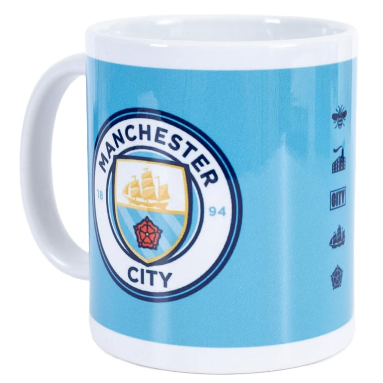 Manchester City FC Crest Ceramic Coffee Mug - Sky Blue Design