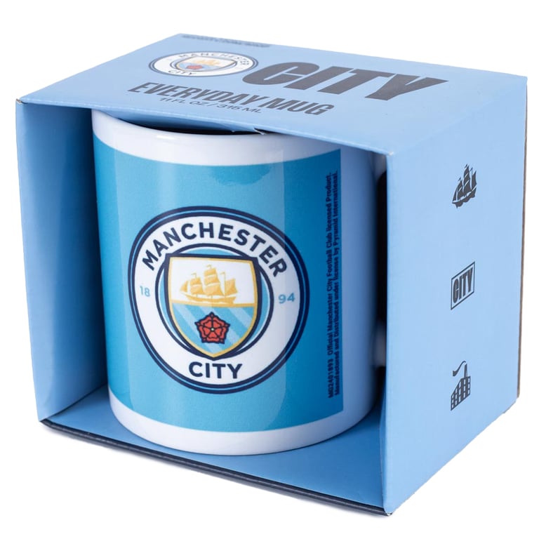 Manchester City FC Crest Ceramic Coffee Mug - Sky Blue Design