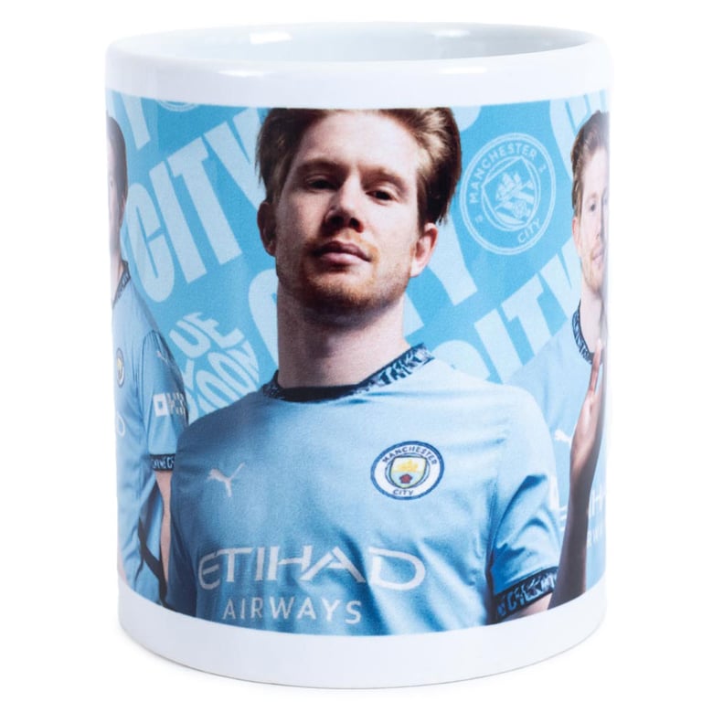 Manchester City FC Kevin De Bruyne Blue Ceramic Coffee Mug - Official Club Crest Design