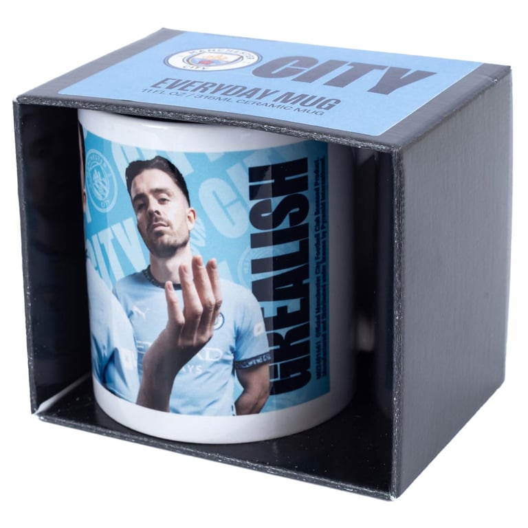 Manchester City FC Grealish Blue and White Ceramic Coffee Mug