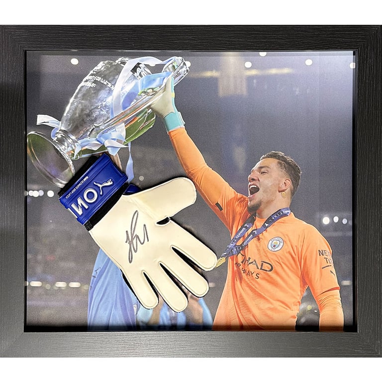 Manchester City FC Ederson Framed Signed Glove - Authentic Sports Memorabilia