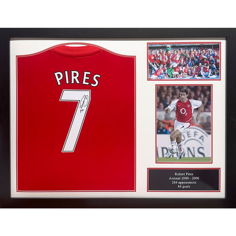 Arsenal FC Pires Signed Replica Shirt - Framed & Authenticated Memorabilia