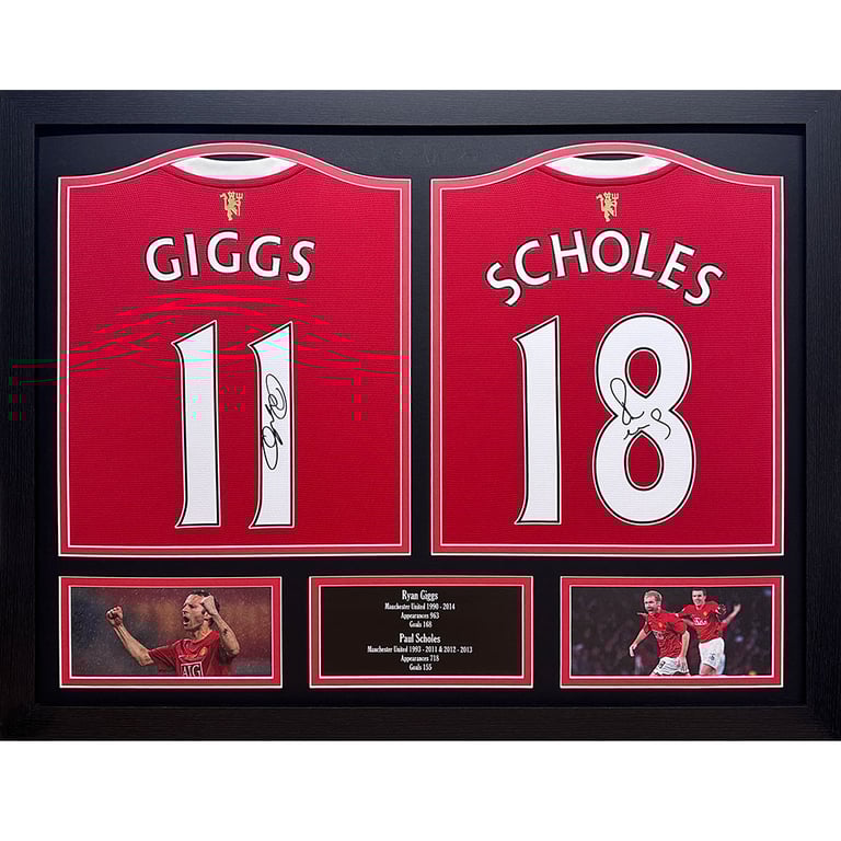 Manchester United FC Signed Shirts - Giggs & Scholes Dual Framed Replica Jerseys Hand Signed