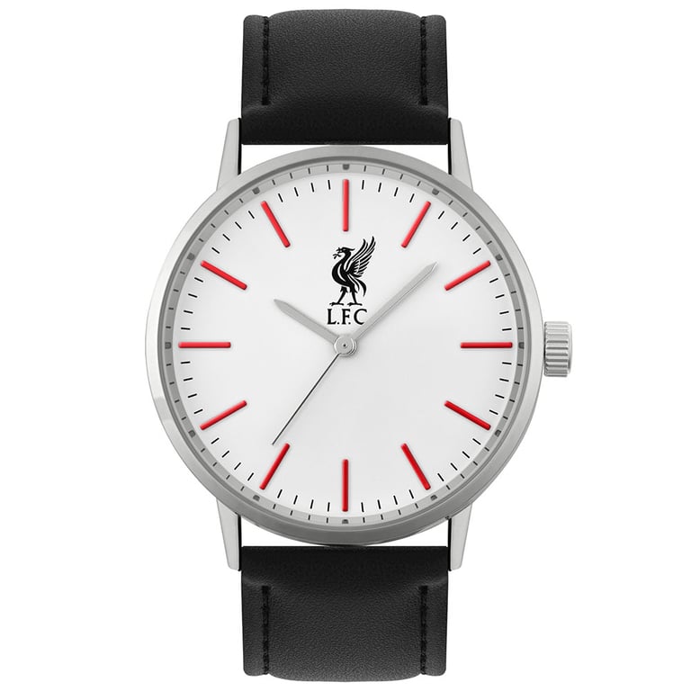 Liverpool FC Classic Gents Watch - Silver Casing with Faux Leather Strap and LFC Liverbird Crest