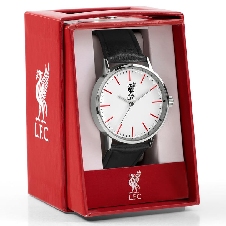 Liverpool FC Classic Gents Watch - Silver Casing with Faux Leather Strap and LFC Liverbird Crest