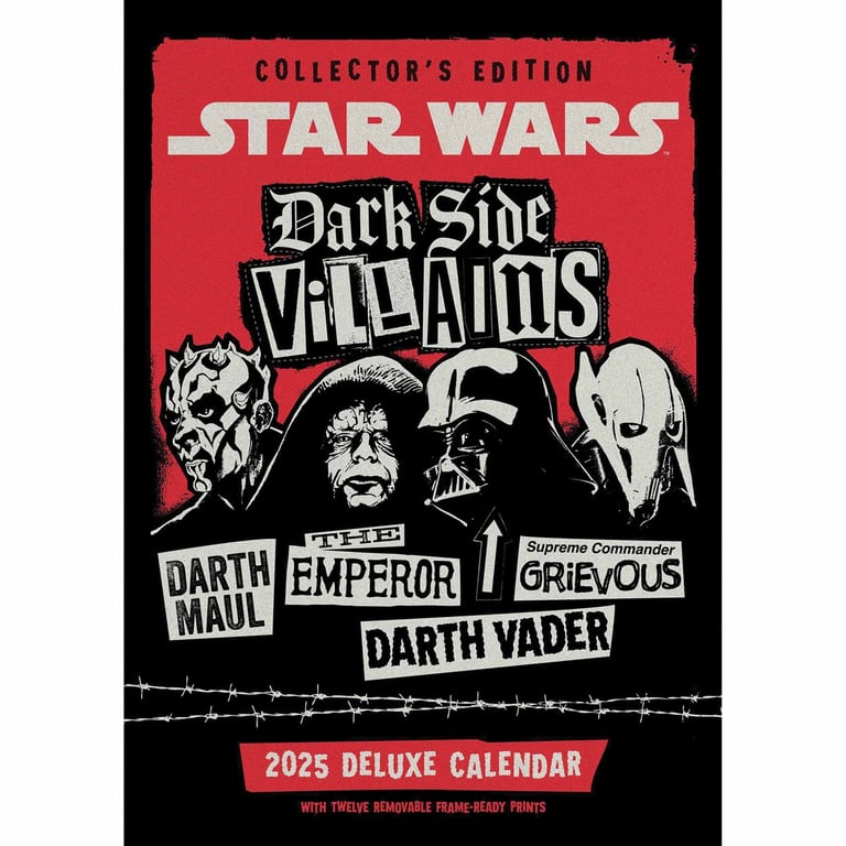 Star Wars Dark Side Deluxe Collectors Edition Calendar 2025 - Frame Ready Prints & Plastic Free Packaging
