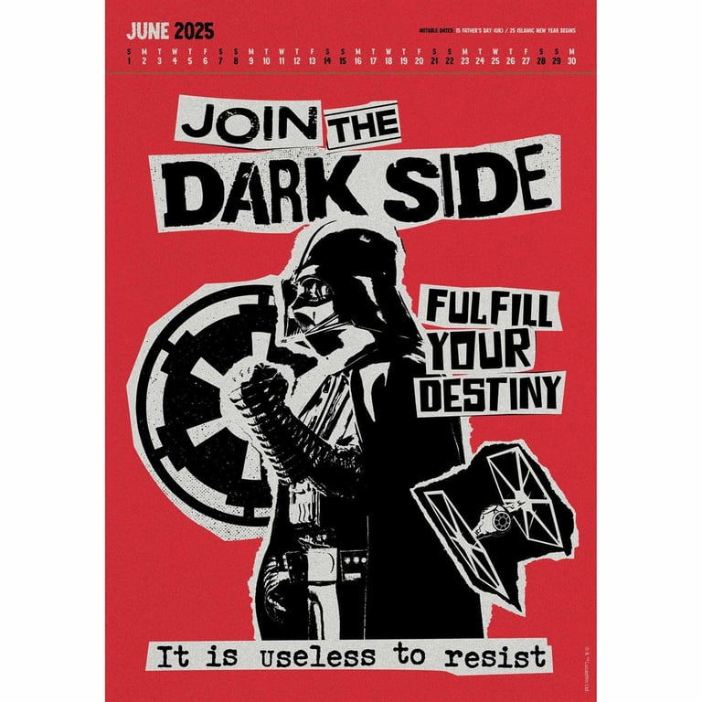 Star Wars Dark Side Deluxe Collectors Edition Calendar 2025 - Frame Ready Prints & Plastic Free Packaging