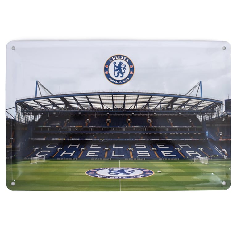 Chelsea FC 2pk Metal Stadium Photo Signs with Full Colour Crest