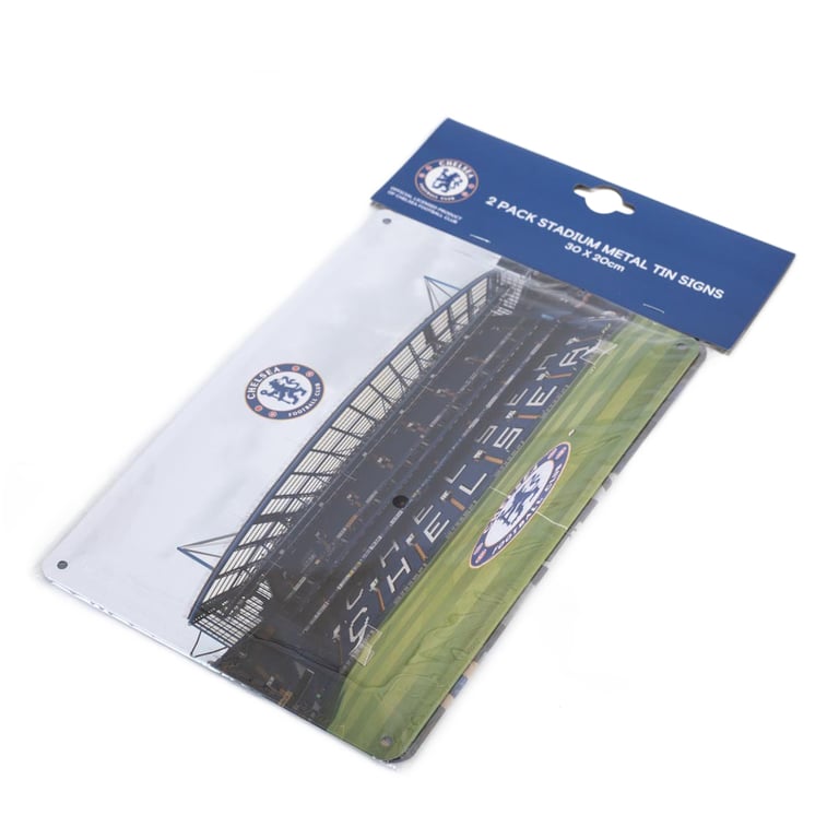 Chelsea FC 2pk Metal Stadium Photo Signs with Full Colour Crest