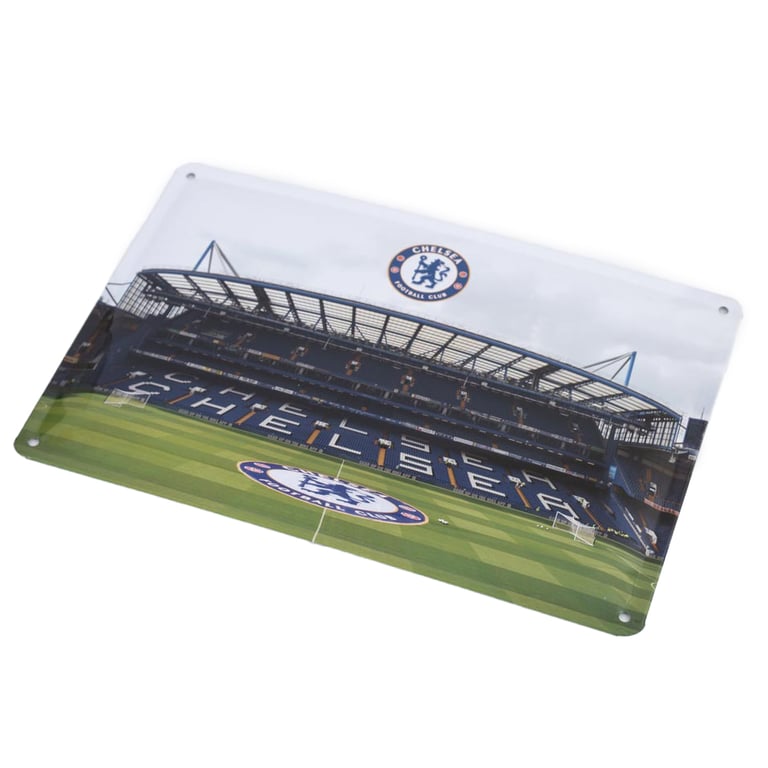 Chelsea FC 2pk Metal Stadium Photo Signs with Full Colour Crest
