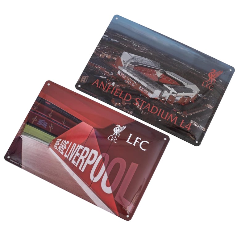 Liverpool FC 2pk Metal Stadium Photo Signs with Liverbird Crest