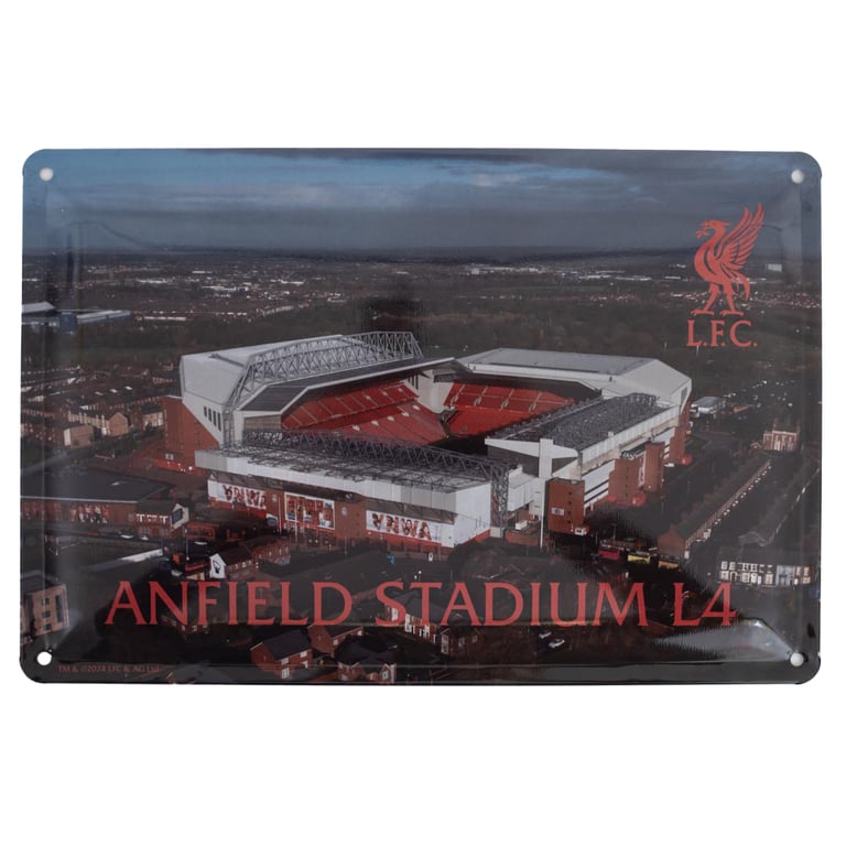 Liverpool FC 2pk Metal Stadium Photo Signs with Liverbird Crest