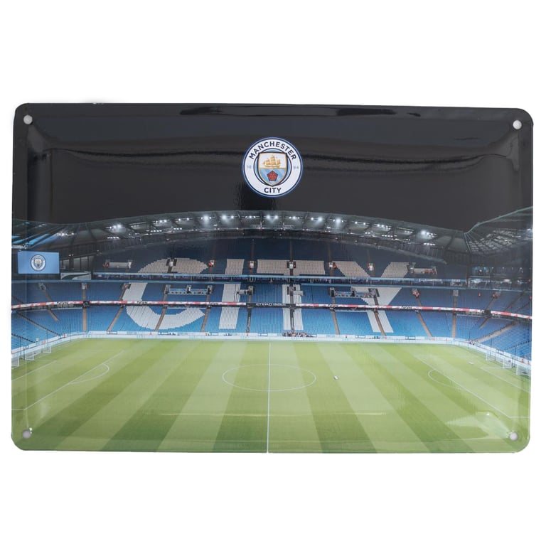Manchester City FC 2pk Stadium Photo Signs with Full Colour Crest
