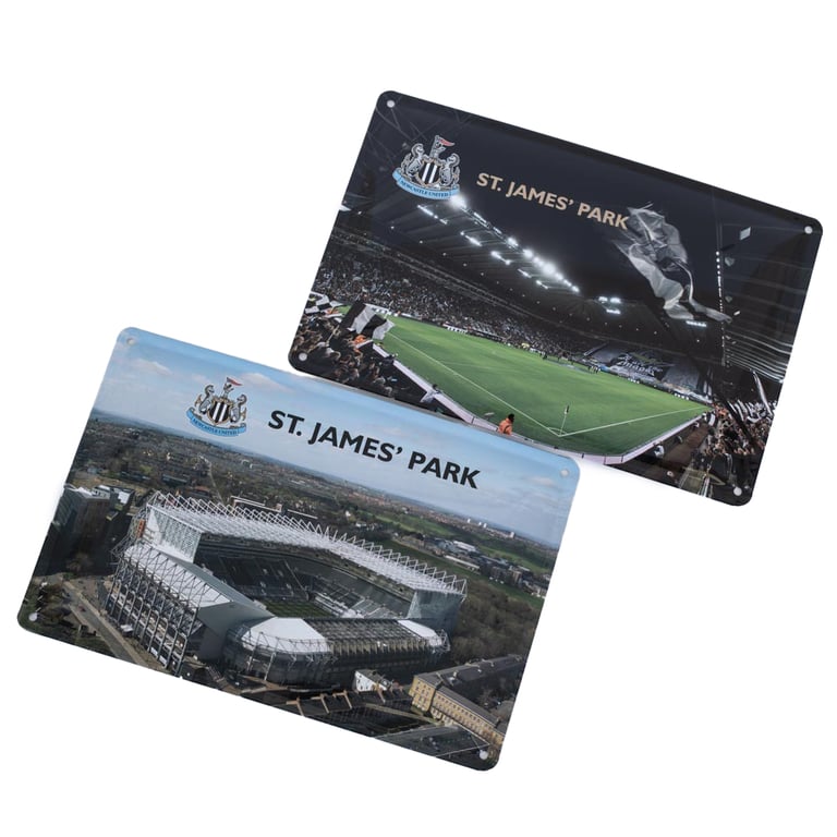 Newcastle United FC 2pk Stadium Sign - Deluxe Metal Photo Signs of Interior & Exterior St James Park