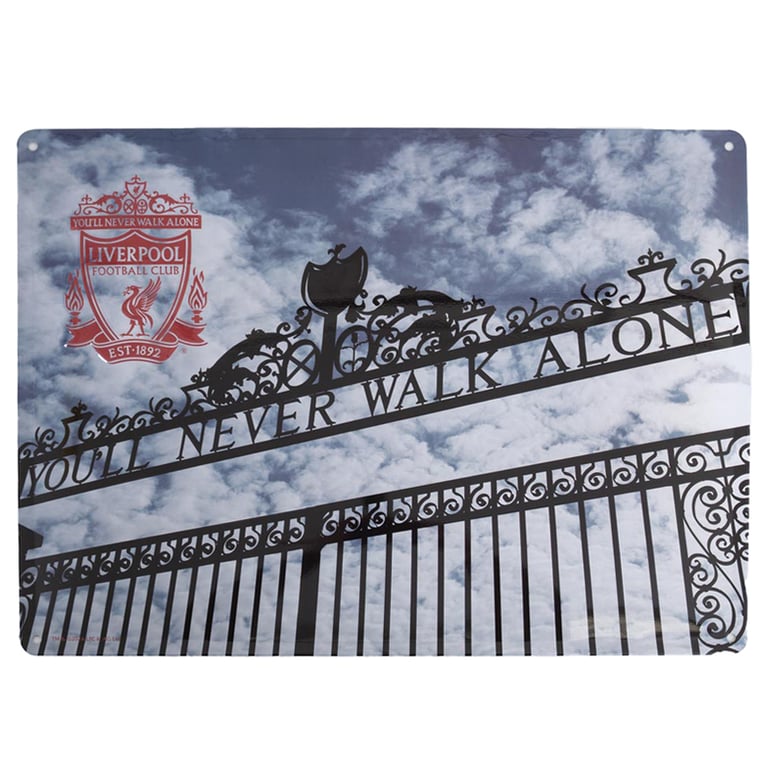 Liverpool FC Shankly Gates Large Metal Stadium Photo Sign with Embossed Crest
