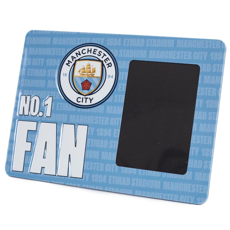 Manchester City FC No1 Fan Picture Frame Sign - Metal Crest Etihad Stadium Home Decor