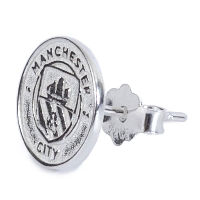 Manchester City FC Sterling Silver Crest Stud Earring