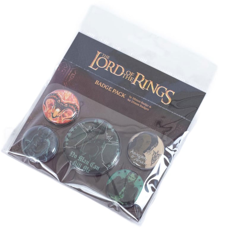 The Lord of the Rings Button Badge Set - Safety Pin Fixing for School Bags and Clothing Accessories