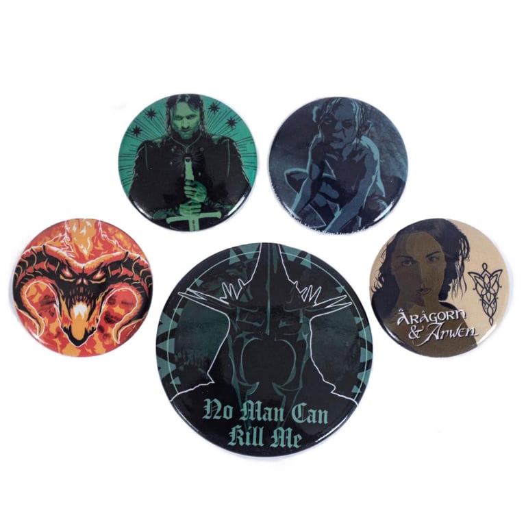 The Lord of the Rings Button Badge Set - Safety Pin Fixing for School Bags and Clothing Accessories