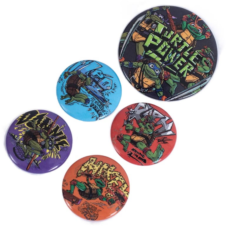 Teenage Mutant Ninja Turtles Button Badge Set - Safety Pin Fixing, Ideal School Bag Accessories and TMNT Clothing Accessory