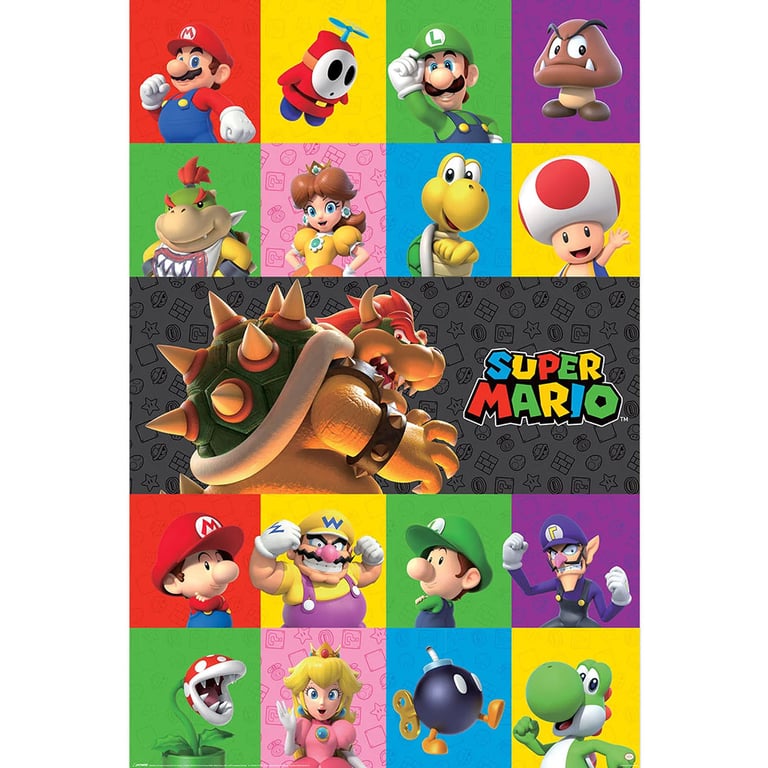 Super Mario Characters High Resolution Art Poster - 150gsm Gloss Paper