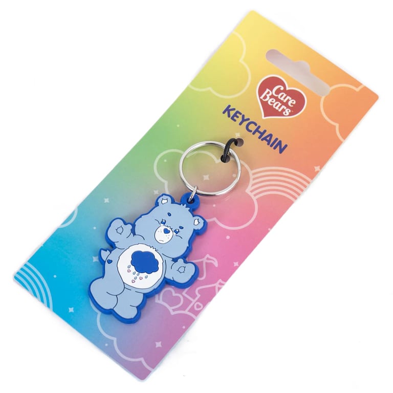 Care Bears Grumpy PVC Keyring - Durable PVC Keychain with Chain and Split Ring