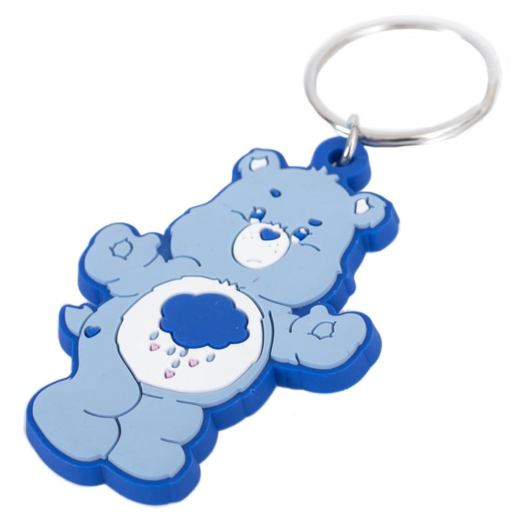 Care Bears Grumpy PVC Keyring - Durable PVC Keychain with Chain and Split Ring