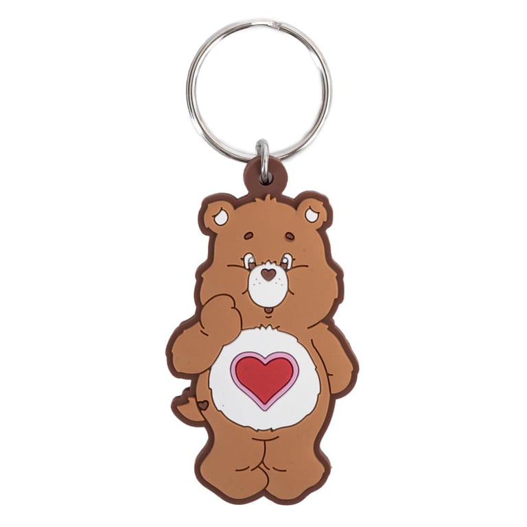 Care Bears Tenderheart PVC Keyring - Durable Colourful Keychain with Split Ring