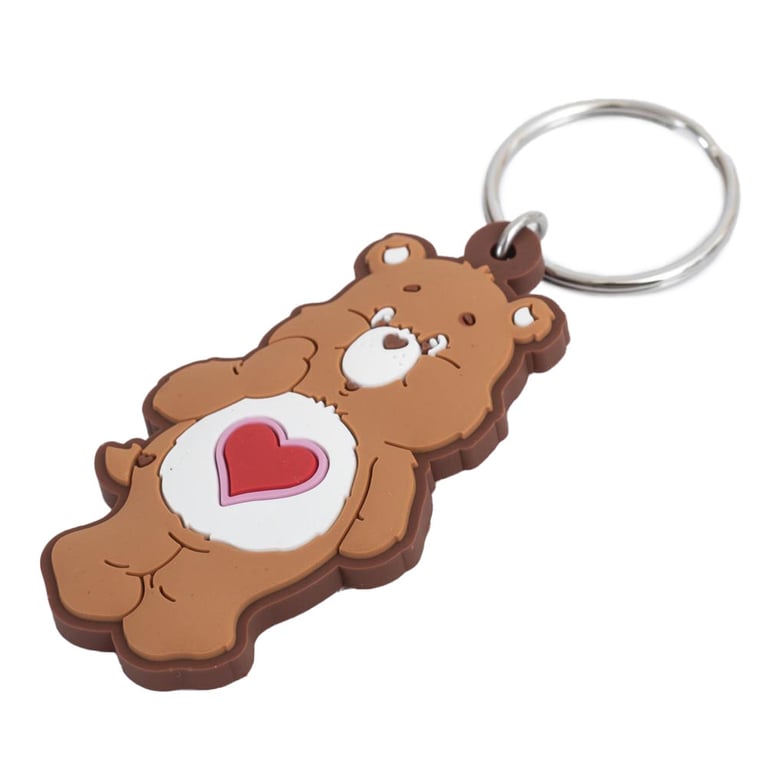 Care Bears Tenderheart PVC Keyring - Durable Colourful Keychain with Split Ring