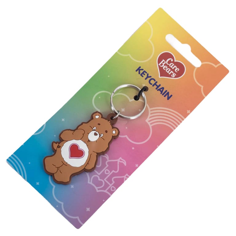 Care Bears Tenderheart PVC Keyring - Durable Colourful Keychain with Split Ring
